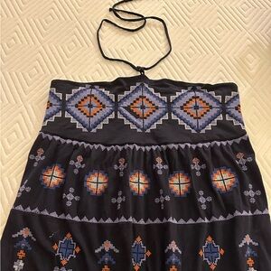 Anthropologie navy embroidered top